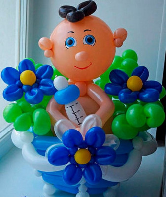 Фигура из шаров Малыш в корзине
