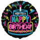 Шар из фольги WISH YOU A HAPPY BIRTHDAY Неон
