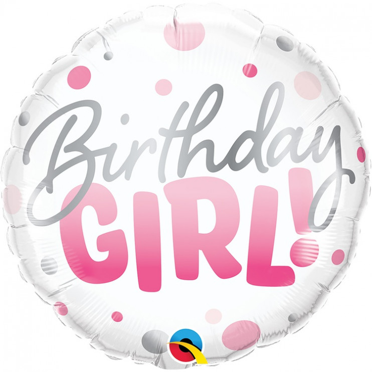 Шар из фольги Birthday Girl круги розовые