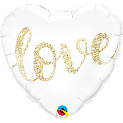 Шар из фольги LOVE  Глиттер золото 