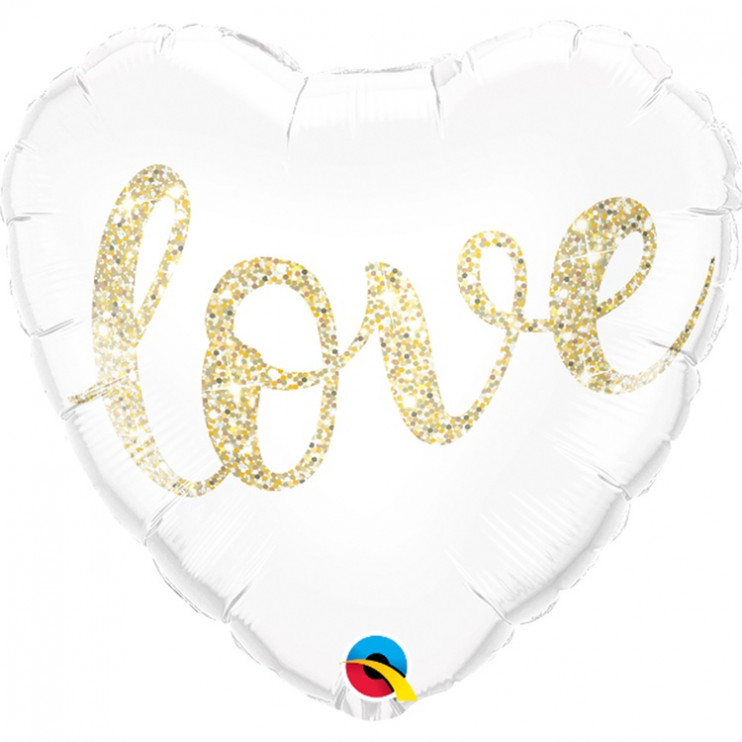 Шар из фольги LOVE Глиттер золото