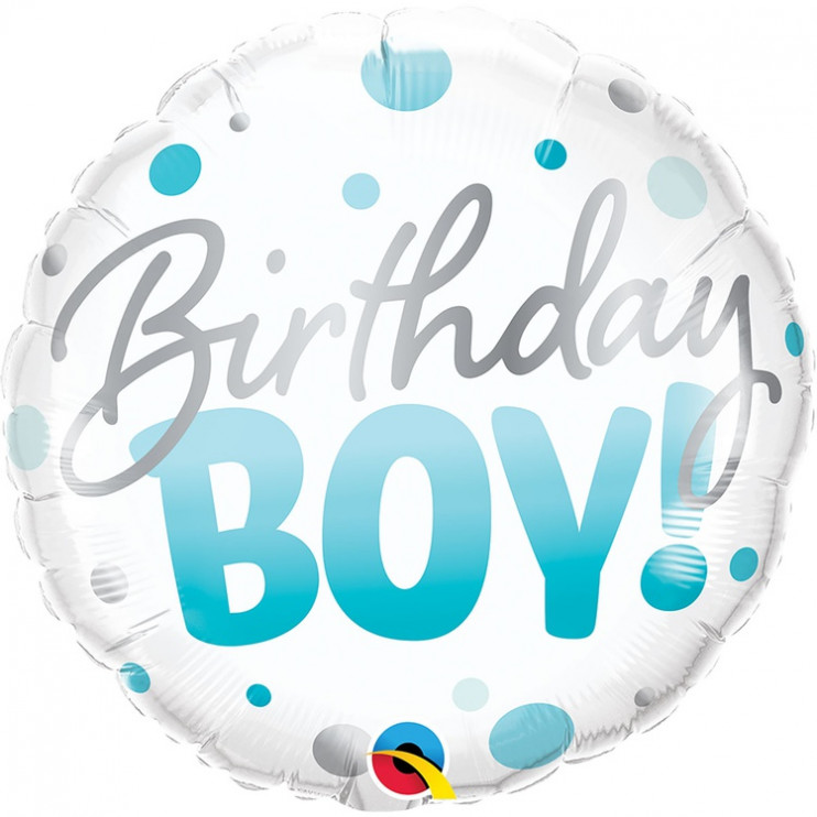 Шар из фольги Birthday Boy круги голубые