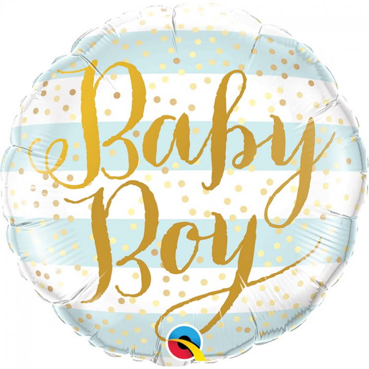 Шар из фольги Baby Boy полосы голубые