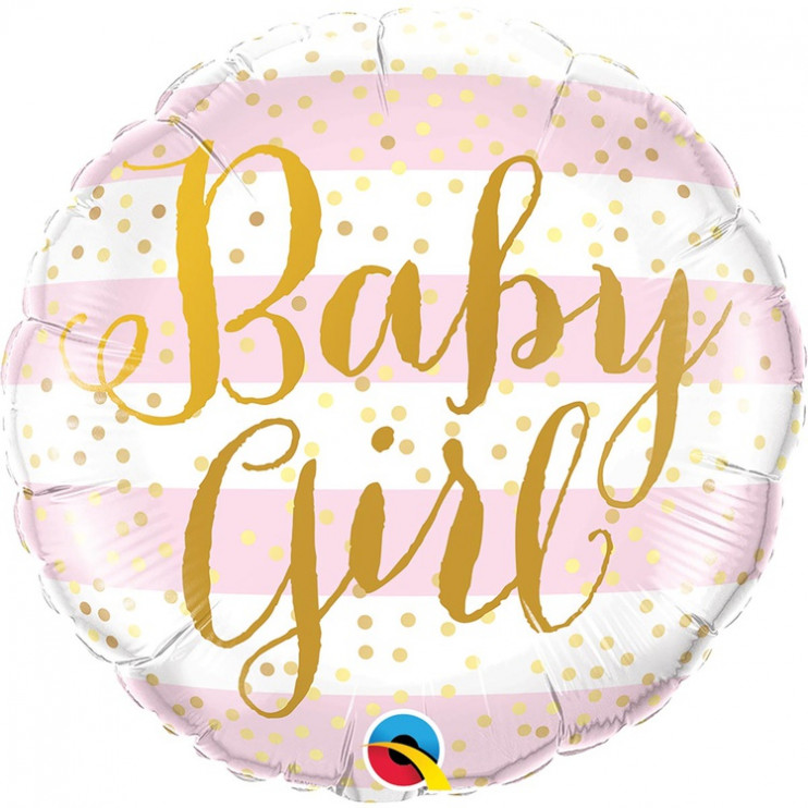 Шар из фольги Baby Girl полосы розовые