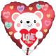 Шар из фольги ILY Мишка белый Love you сатин