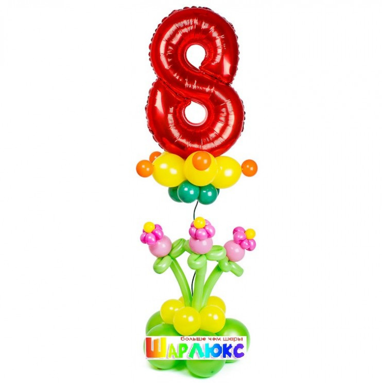 Стойка из шаров 8 Марта большая
