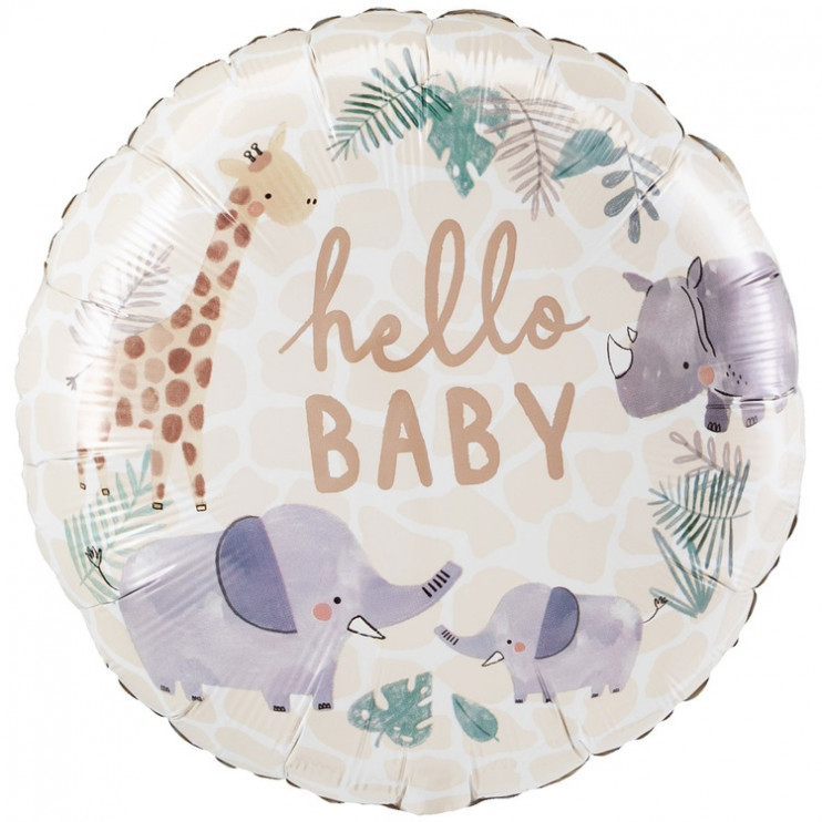 Шар из фольги HELLO BABY Жираф Слон Носорог